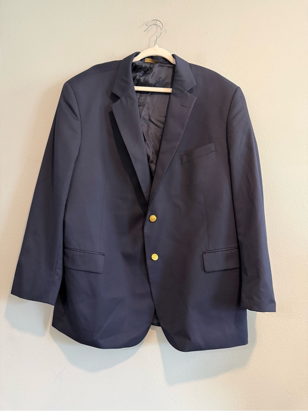 Brooks Brothers 346 Madison Fit Blazer 50R Navy Blue 100% Wool Gold Buttons